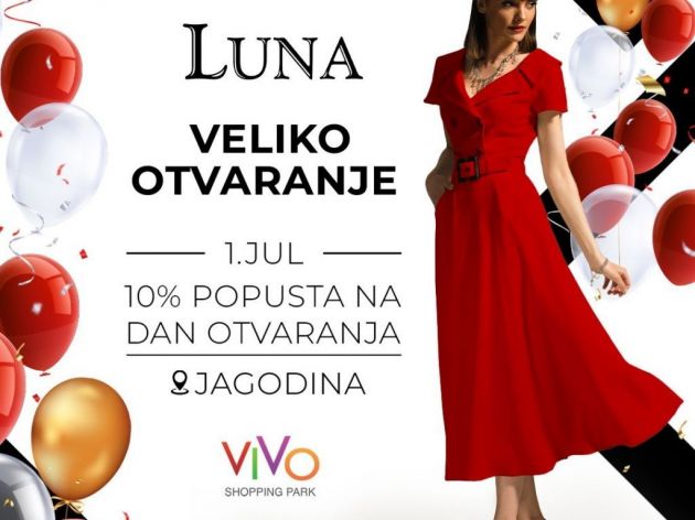 10% popusta na dan otvaranja Luna koncept radnje u VIVO shopping parku Jagodina