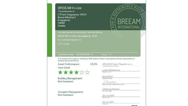 CTP Breeam sertifikati